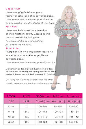 Kadın Yeşil Tiger Desen Bloklu Kruvaze Yaka Balon Kol Büyük Beden Esnek Maxi Elbise