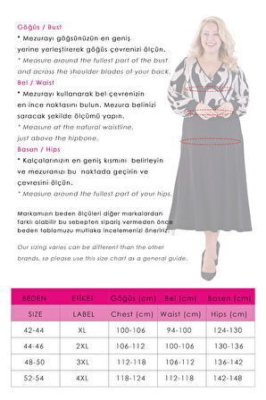 Kadın Bej Siyah Soyut Desen Bloklu Kruvaze Yaka Balon Kol Büyük Beden Esnek Maxi Elbise