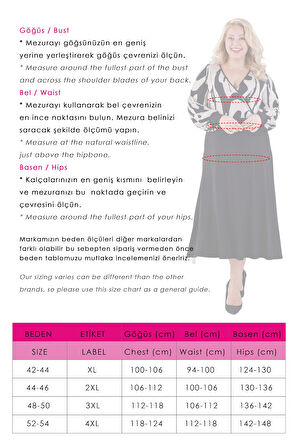 Kadın Bej Siyah Soyut Desen Bloklu Kruvaze Yaka Balon Kol Büyük Beden Esnek Maxi Elbise