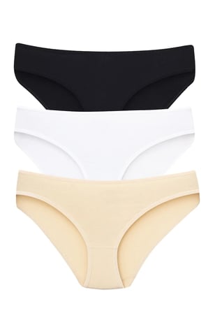 Özel Üretim Kadın Pamuklu Slip Külot 3'lü Paket Spor Renkli Set