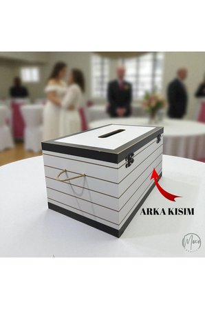 Beyaz Kilitli Dekoratif Ahşap Takı Çeyiz Sandığı Nişan Kına Düğün Sünnet Takı Toplama