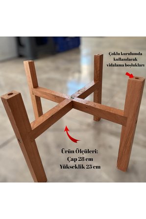 Ahşap Dekoratif Saksı Standı Çiçek Saksı Altlığı Raf Çiçeklik Stant