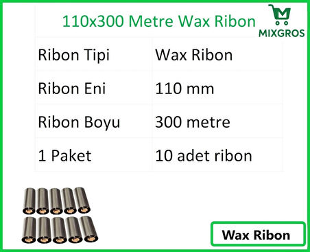 110x300 Metre Wax Ribon 10 Adet