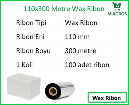 110x300 Metre Wax Ribon 100 Adet