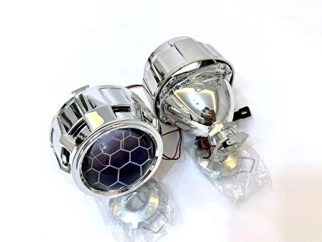 Femex Bi-Xenon Kırmızı Renk Bal Petek Desenli Far İçi Mercek 2,5 Inc Far Merceği Led Xenon Uyumlu