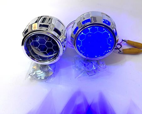 Femex Bi-Xenon Mavi Renk Bal Petek Desenli Far İçi Mercek 2,5 Inc Far Merceği Led Xenon Uyumlu