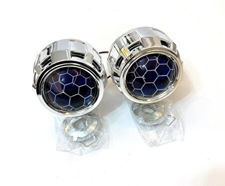 Femex Bi-Xenon Mavi Renk Bal Petek Desenli Far İçi Mercek 2,5 Inc Far Merceği Led Xenon Uyumlu