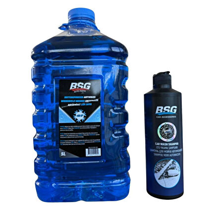 BSG Araç Bakım Seti (Oto Yıkama Şampuanı 500 ml + Kışlık Cam Suyu 5 LT Antifrizli [-22°]