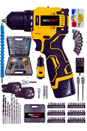 ALMAN TASARIM PRO 84 PARÇA KÖMÜRSÜZ GÜÇLENDİRİLMİŞ MOTOR ŞARJLI ARMUT MATKAP SETİ