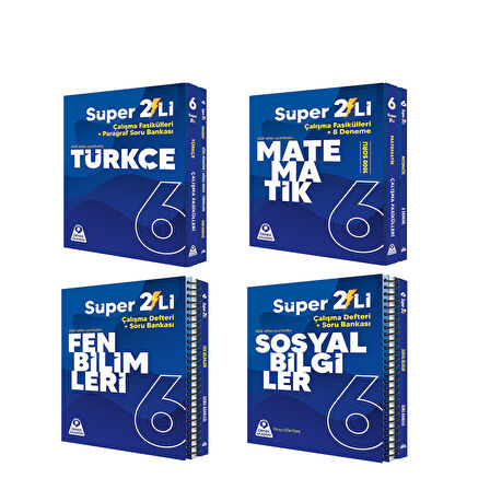 Örnek Akademi 6.Sınıf Süper İkili Türkçe Matematik Fen ve Sosyal Bilimler Seti 4 Kitap