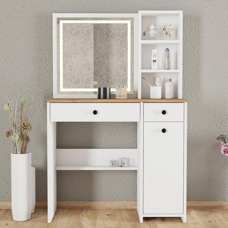 M22 Makyaj Masası Beyaz-Çam