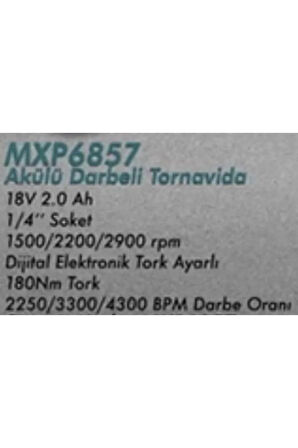 Mxp 6857 18 V 2 Ah Akülü Darbeli Vidalama Kömürsüz