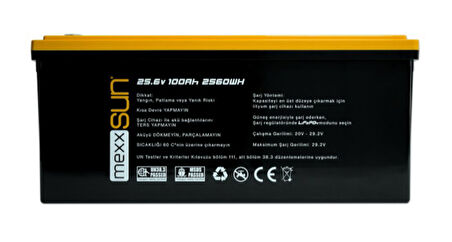 Mexxsun - İnges 25,6 Volt 100 Amper Lityum Akü - 2,56 kWh LifePo4 batarya - 24 volt