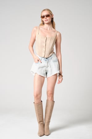 Askılı Düğme Kapamalı Süet Crop