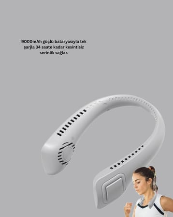 Uzun Ömürlü Bataryalı 9-18 Saat Kullanımlı Boyun Fanı