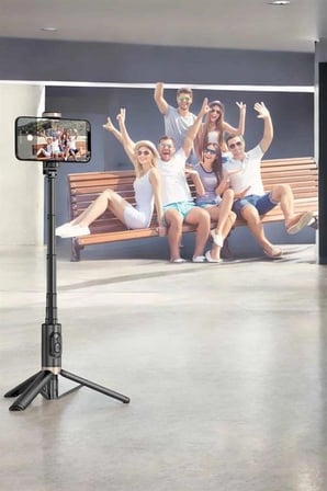 Mey İthalat Selfie Çubuğu Tripod Kumandalı Telefon Tutucu Siyah