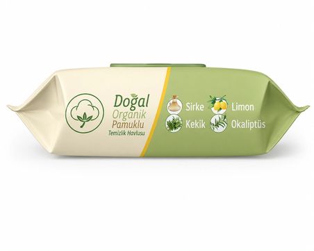 Mey İthalat Doğal Organik Pamuklu Islak Havlu Mendil 50'li
