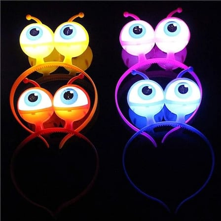 Rengarenk 3 Farklı Fonksiyonda Yanan Led Işıklı Uzaylı Göz Taç 1 Adet 18x12 cm