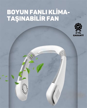 USB Şarjlı Giyilebilir Fan | 5 Kademeli Rüzgar Hızı, Sessiz Turbo Soğutma, 360° Hava Sirkülasyonu