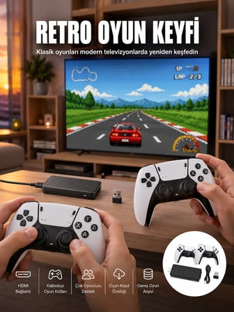 Mey İthalat Taşınabilir Retro Oyun Çubuğu Kablosuz Oyun Kolu Seti Yeni Nesil