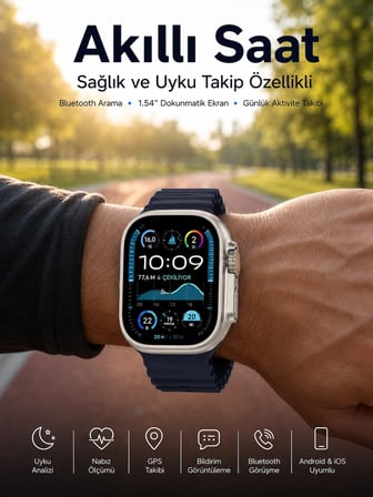 Mey İthalat Akıllı Saat Bluetooth Bağlantılı NFC ve GPS Uyumlu Nabız Ölçer Sesli Görüşme Yeni Nesil