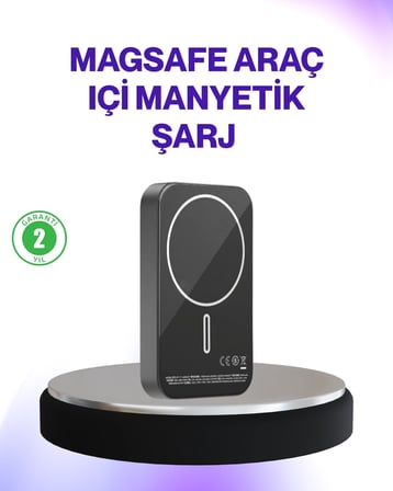 Mey İthalat Mıknatıslı MagSafe Uyumlu Araç Tutucu Kablosuz Şarj Destekli