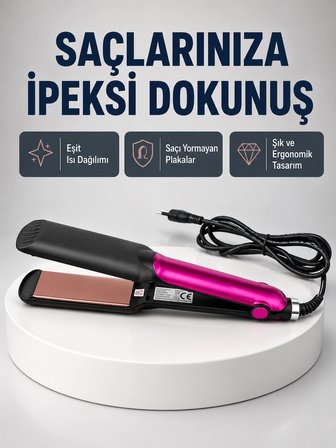 Mey İthalat Profesyonel İyon Teknolojili Saç Düzleştirici – 220°C Hızlı Isınma ve LED Ekranlı Tasarım