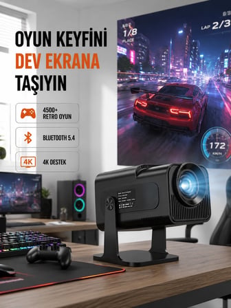 Mey İthalat HCS350pro Android 11 İşletim Sistemli Mini Projektör Yeni Nesil