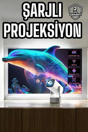 Mey İthalat Taşınabilir Sinema Oyun Projektörü Akıllı Projeksiyon Android 11 Yeni Nesil