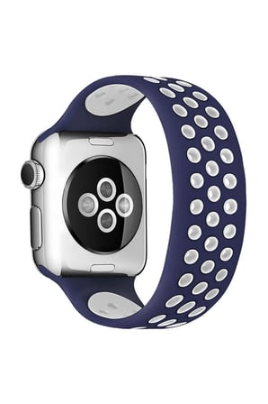 Watch 42mm Ayarlı Delikli Silikon Kordon - Lacivert-Beyaz