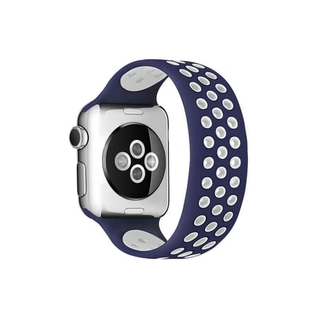 Watch 42mm Ayarlı Delikli Silikon Kordon - Lacivert-Beyaz