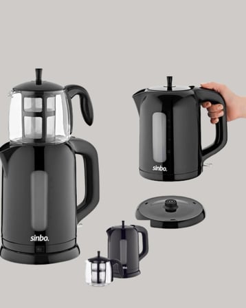 Mey İthalat 0,9 L Cam Demlik ve 1,7 L Su Haznesi ile Çay Keyfi Yeni Nesil