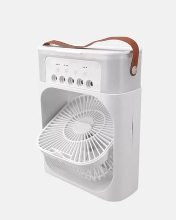 Mey İthalat 3’ü 1 Arada Mini Klima Fan USB Şarjlı, 7 Renk Gece Lambalı ve Nemlendirici