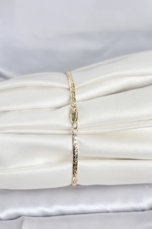 CM 14K Gold Renk Yassı Ezme Zincir Model Kadın Bileklik