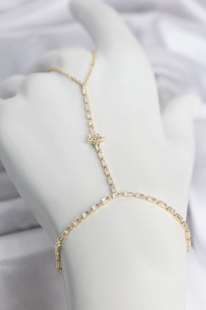 Gold Renk Pirinç Zirkon Taşlı Yıldız Model Şahmeran