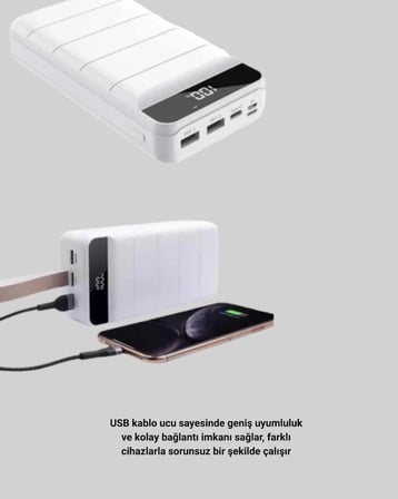 50000mAh Yüksek Kapasiteli Powerbank Hızlı Şarj ve LED Ekranlı