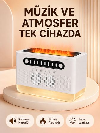 Mey İthalat Çok Fonksiyonlu Kablosuz Hoparlör 8 Beyaz Gürültü Renkli Gece Lambası