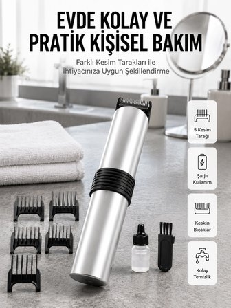 Mey İthalat Yeni Nesil Profesyonel Şarjlı Saç Sakal Tıraş Makinesi Ayarlanabilir 4 Taraklı