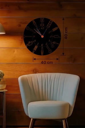 Otomobil Parçaları Tasarım Ahşap Duvar Saati - 40x40 cm Mekanik Saat
