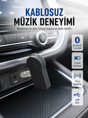 Mey İthalat Kablosuz Bağlantı ile Müzik ve Görüşme Araç Kiti