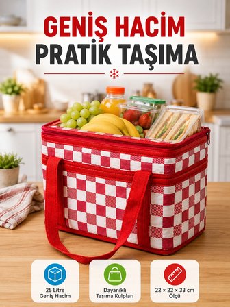 Mey İthalat Isı Yalıtımlı Termos Piknik Çantası Geniş Hacimli Soğuk ve Sıcak Taşıma Çantası