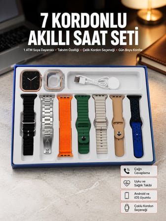 Mey İthalat Akıllı Saat Unisex Akıllı Saat Çoklu Kordon Seçeneği Çelik Kordon Plastik Kordon Yeni Nesil