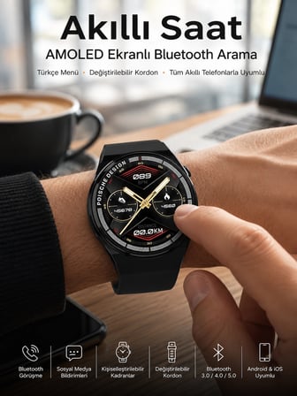 Mey İthalat Bluetooth Bağlantılı Akıllı Saat Tüm Telefonlara Uyumlu Değiştirilebilir Kordon