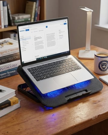 USB Girişli Laptop Soğutma Standı Çift Fan Mavi Işıklı Notebook Soğutucu