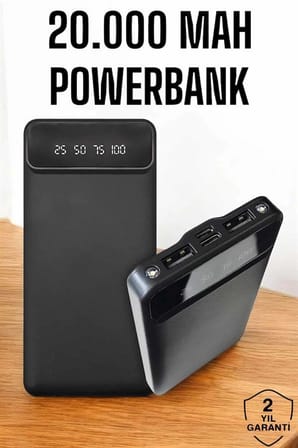 Mey İthalat 20.000 Mah Led Işıklı LCD Ekran USB Girişli Type-C Lightning Powerbank Yeni Nesil