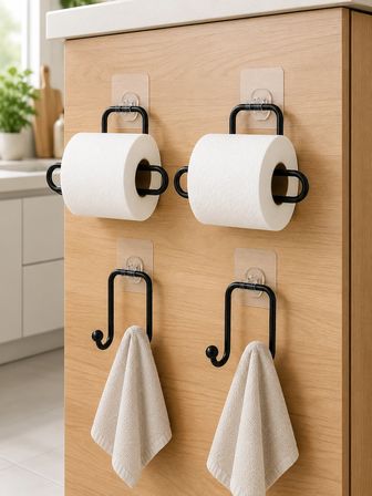 Mey İthalat Pratik Banyo Düzenleme Seti 2 Adet Rulo Kağıt Tutucu 2 Adet Havlu Askılığı