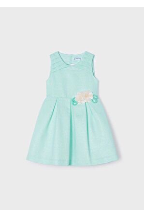 Mayoral Kız Çocuk Çiçek Aplikeli Elbise Mavi