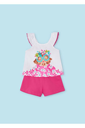 Mayoral Kız Çocuk 2 Parça Kolsuz Bluz ve Şort Takım Fuşya