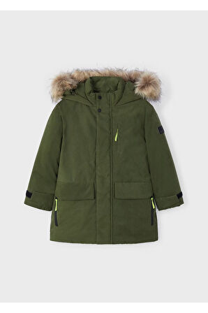 Mayoral Erkek Çocuk Kapşonlu Uzun Parka Mont Yeşil