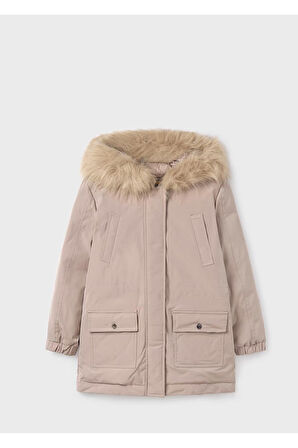 Mayoral Kız Çocuk Kapşonlu Uzun Parka Mont Krem